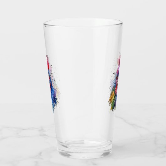 Verre Style d'aquarelle de poulet du coq du pays (Droite)