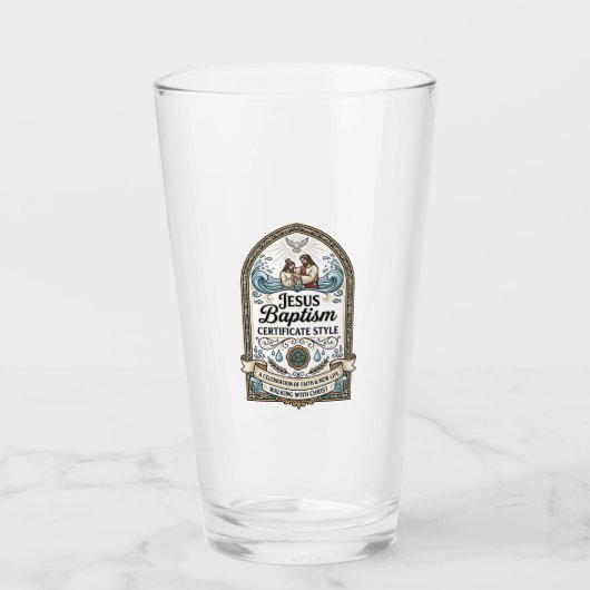 Verre Style de certificat de baptême de Jésus Certificat (Devant)