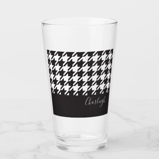 Verre Style moderne noir et blanc Houndstooth (Devant)