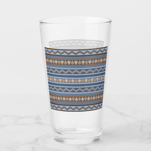 Verre Style sud-ouest bleu et Motif géométrique Brown (Dos)