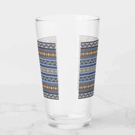 Verre Style sud-ouest bleu et Motif géométrique Brown (Gauche)