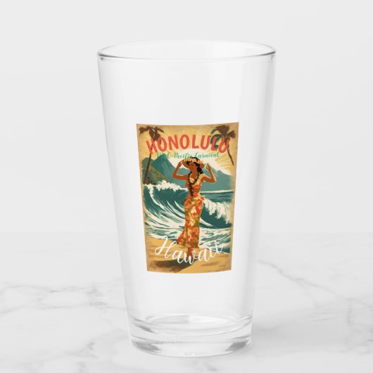 Verre Style vintage Hawaiian Travel Honolulu Mid-Pacific (Devant)