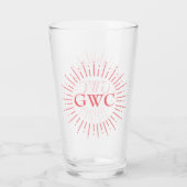 Verre Style vintage rose Sunburst Personnalisé Monogramm (Dos)