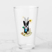 Verre Summer Beach Boston Terrier Dog (noir) mignonne (Devant)