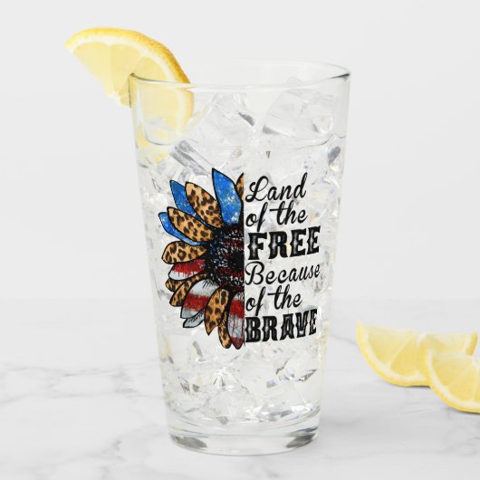 Verre Sunflower Land of the Free Because of the Brave (Devant glace)