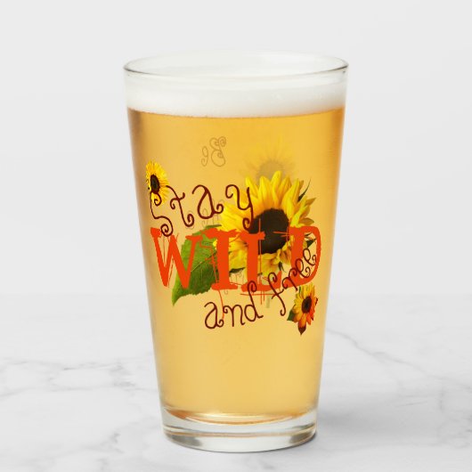 Verre Sunflower Stay Wild and Free (Devant (rempli))
