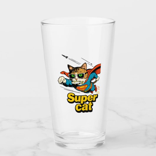 Verre Super Chat Volant avec Poisson  (Devant)