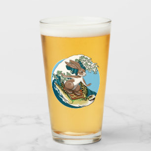 Verre Surf d'été - Illustration de tortue et lapin