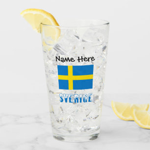 Verre Sverige et Drapeau Suédois Personnalisé
