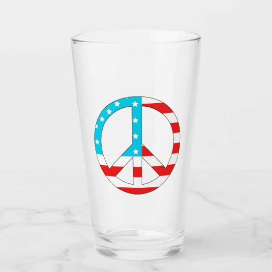 Verre Symbole de paix du drapeau américain (Devant)