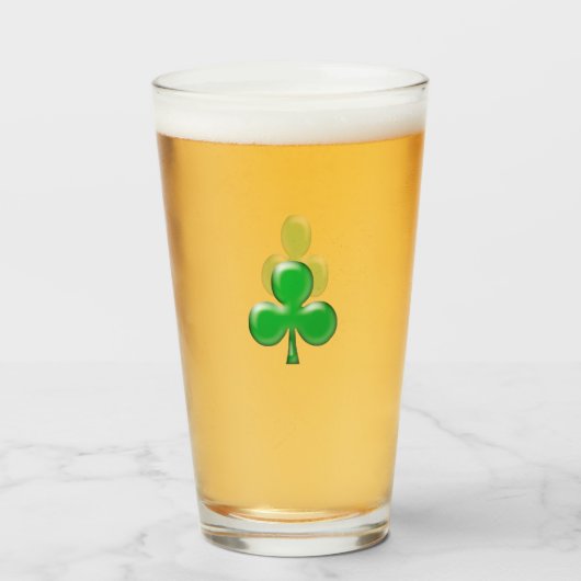Verre Symbole de trèfle vert irlandais de la Saint Patri (Devant (rempli))