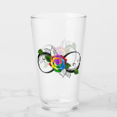 Verre Symbole d'infini avec Rose arc-en-ciel (Dos)