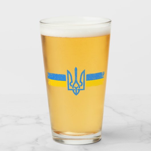 Verre SYMBOLE DU Drapeau Ukraine (Devant (rempli))
