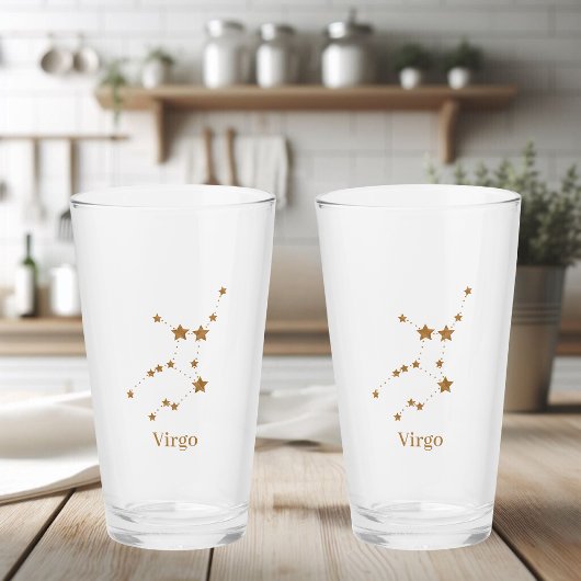 Verre Symbole moderne Zodiac Gold Virgo | Élément Terre