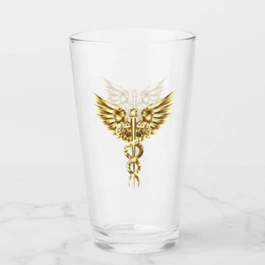Verre Symbole Polygonal Or Caduceus (Devant)