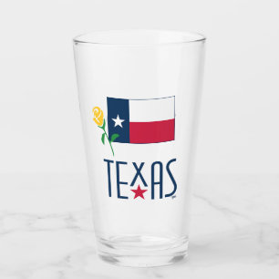 Verre Symboles du Texas, drapeau du Texas et rose jaune