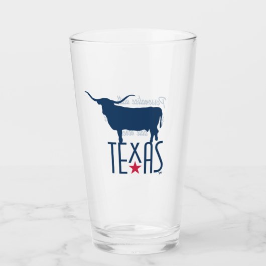 Verre Symboles du Texas, Longhorn, marine (Devant)