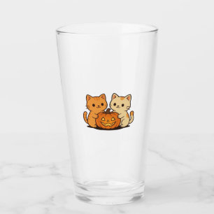 Verre T-shirt chat mignon d'Halloween � Deux chats Kawai