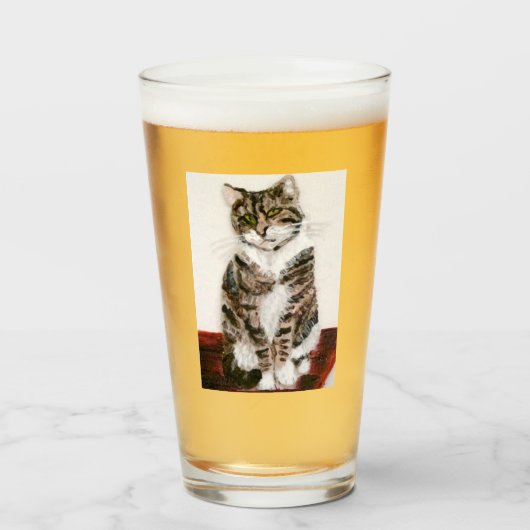 Verre Tabby Cat Art Moggie Kitty (Devant (rempli))
