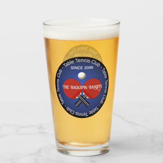 Verre Table Tennis Ping Pong Boisson Pint Bière (Devant (rempli))