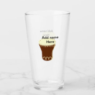 Verre Tambour aquarelle jaune marron ajouter nom dessiné