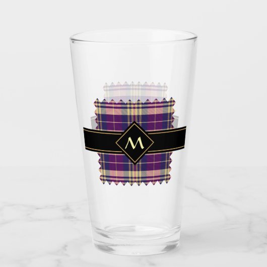 Verre Tartan mauve, or et bleu (Devant)