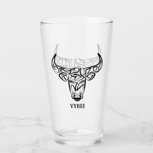 Verre Taureau tribal noir et blanc / Ox (Devant)