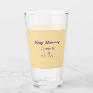 Verre Tchin 40 joyeux anniversaire violet orange pastel