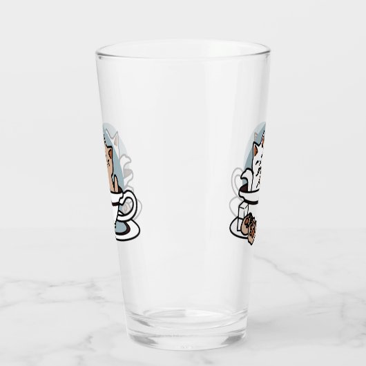 Verre Tea Time Meow Time - Cute Cat and Tea Design (Gauche)