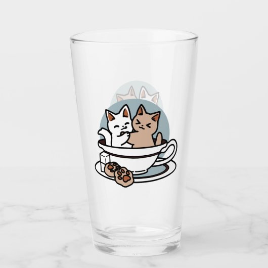 Verre Tea Time Meow Time - Cute Cat and Tea Design (Devant)