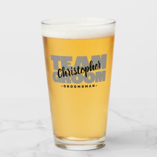 Verre Team Groom Groomsman Bachelor Party Black Grey (Devant (rempli))