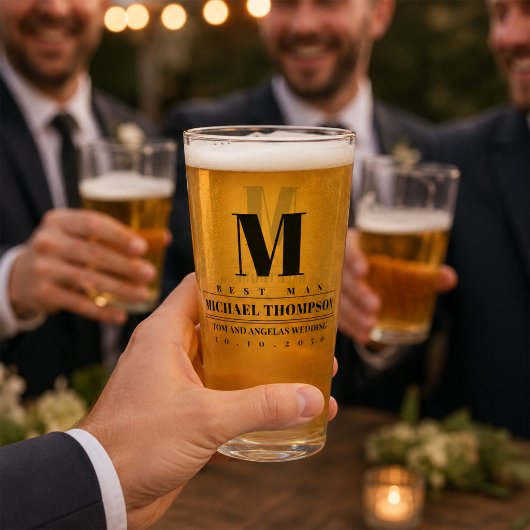 Verre Témoin de mariage moderne monogramme simple