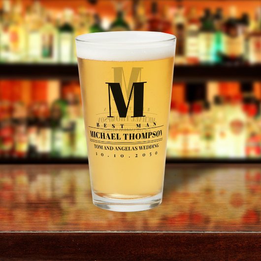 Verre Témoin de mariage moderne monogramme simple