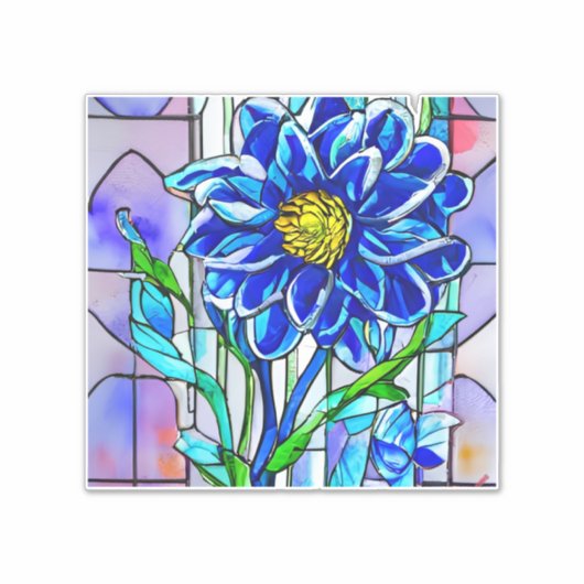 Verre tendu Grand autocollant Autocollant fleur bl (Devant)