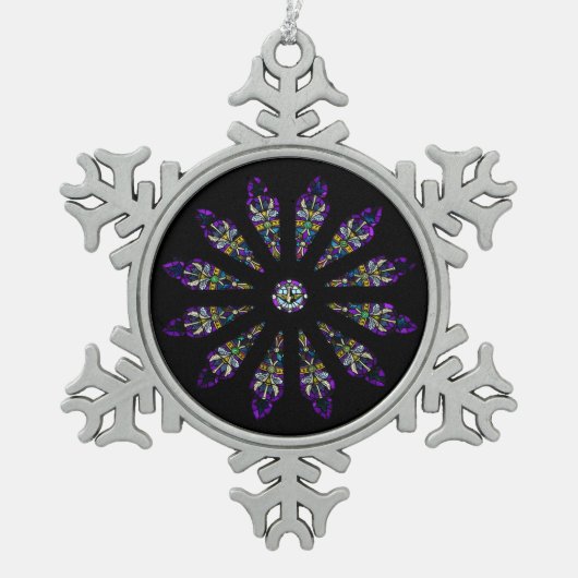 Verre tendu Mandala Pewater Snowflake Ornement (Devant)