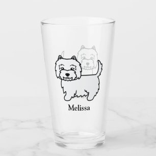 Verre Térrier West Highland blanc Chien de dessin animé