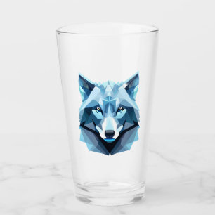 Verre Tête de loup géométrique bleue