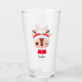 Verre Tête de renne de Père Noël Noël mignonne (Devant)