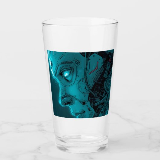 Verre TÊTE ROBOTIQUE CYBORG Bière (Devant)