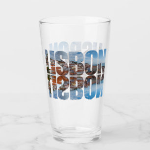 Verre Texte de Lisbonne composé vieille ville vue avec r