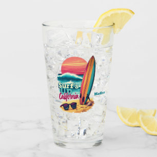 Verre Texte personnalisé Californie Surf