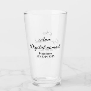Verre Texte simple minimal ajoutez votre nom lieu ville