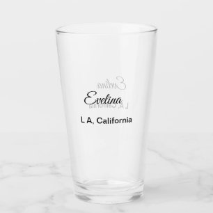 Verre Texte simple minimal ajoutez votre nom lieu ville