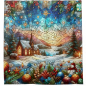 Verre Tiré Scène de Noël Douche rideau (Devant)