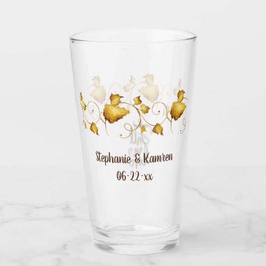 Verre Tomber dans l'amour Mariage d'automne avec les nom (Dos)