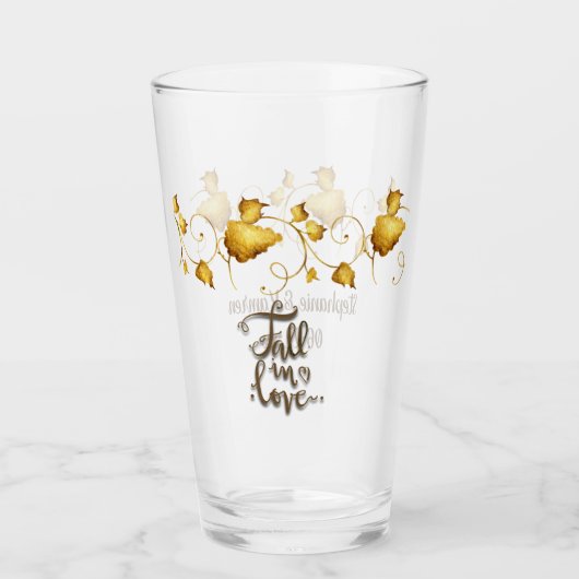 Verre Tomber dans l'amour Mariage d'automne avec les nom (Devant)
