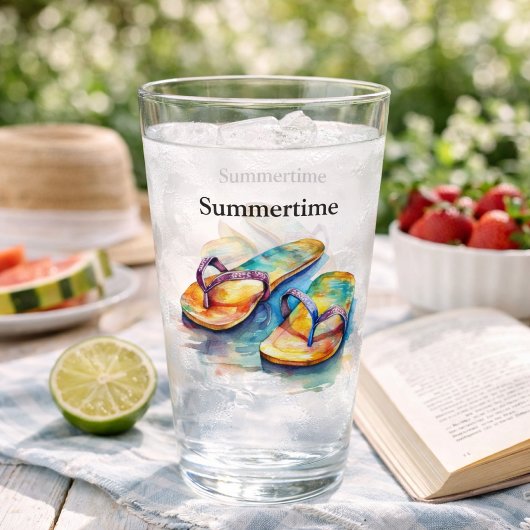 Verre tongs colorés aquarelle personnalisable