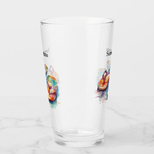 Verre tongs colorés aquarelle personnalisable (Droite)