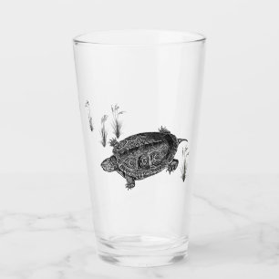 Verre Tortue aquatique noire et blanche
