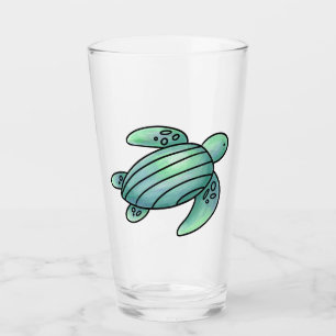Verre tortue de mer peinte à l'aquarelle dessin animé bl
